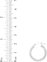 Load image into Gallery viewer, 10k White Gold 3mm Diamond Cut Round Tube Hoop Earrings
