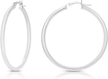 Load image into Gallery viewer, 10k White Gold 15mm x 2.5mm High Polish Round Tube Hoop Earrings
