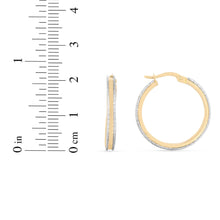 Load image into Gallery viewer, 14k Yellow Gold and White Gold 22mm Polished and Diamond Cut Round Hoop Earrings
