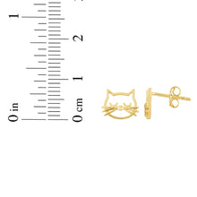 Load image into Gallery viewer, 14k Yellow Gold 7.7mm Polished Cat Face Stud Earrings
