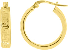 Load image into Gallery viewer, 14k Yellow Gold 15mm Polished Greek Key Hoop Earrings
