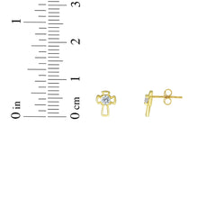 Load image into Gallery viewer, 14k Yellow Gold 7mm CZ Cross Stud Earrings
