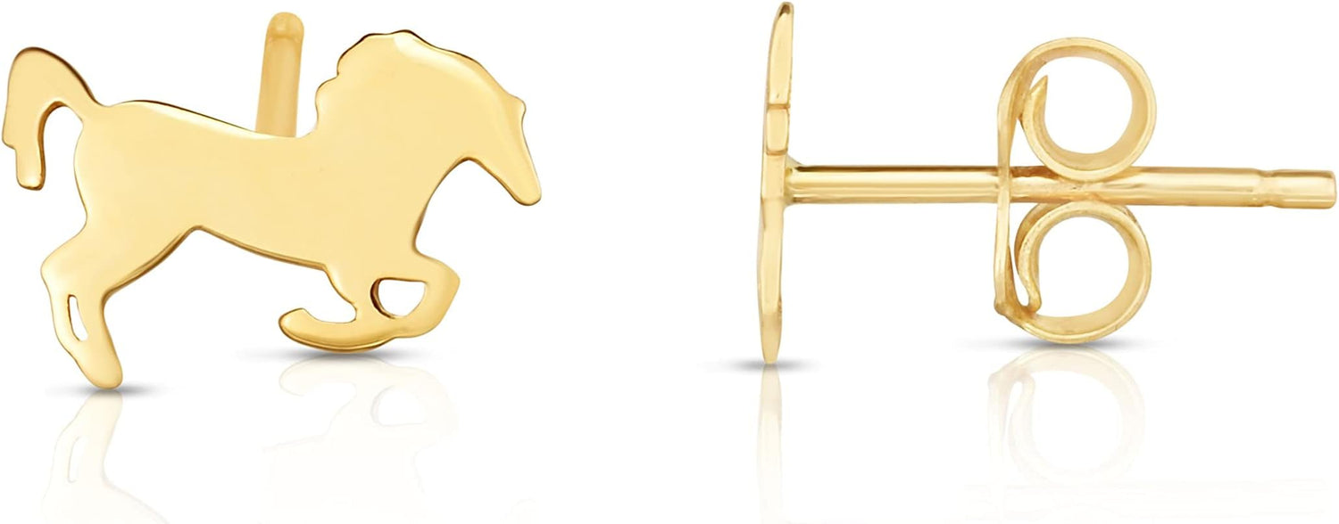 14k Yellow Gold 7mm Polished Horse Stud Earrings