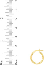 Load image into Gallery viewer, 10k Yellow Gold 2mm Diamond Cut Round Tube Hoop Earrings
