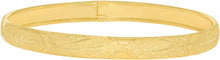 Load image into Gallery viewer, 10k Yellow Gold 6mm Diamond Cut Satin Finish Textured Flex Bangle Bracelet
