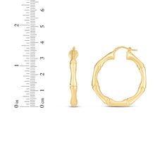 Load image into Gallery viewer, 14k Yellow Gold 25mm Bamboo Hoops Earrings
