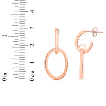 Load image into Gallery viewer, 14k Rose Gold 30mm Interlocking Drop Hoop Earrings
