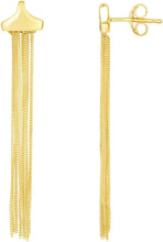 Load image into Gallery viewer, 14k Yellow Gold 50mm Multi Chain with Love Knot Linear Drop Earrings
