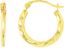 Load image into Gallery viewer, 14k Yellow Gold 15mm Twisted Back to Back Hoop Earrings
