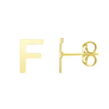 Load image into Gallery viewer, 14k Yellow Gold 6.5mm High Polish Initial-F Stud Earrings
