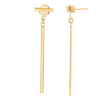 Load image into Gallery viewer, 14k Yellow Gold and White Gold 55mm Gold High Polished Bar Drop Earrings
