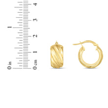 Load image into Gallery viewer, 14k Yellow Gold 17.5mm Wide Ribbed Hoop Earrings
