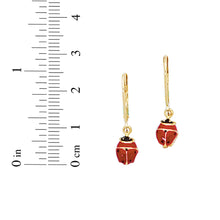 Load image into Gallery viewer, 14k Yellow Gold 25mm High Polished Red Ladybug Drop Earrings
