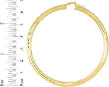 Load image into Gallery viewer, 10k Yellow Gold 4mm High Polish and Satin Finish Round Tube Hoop Earrings
