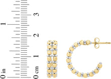 Load image into Gallery viewer, 14k Yellow Gold 19mm Two-Tone Double Row Beaded Earrings
