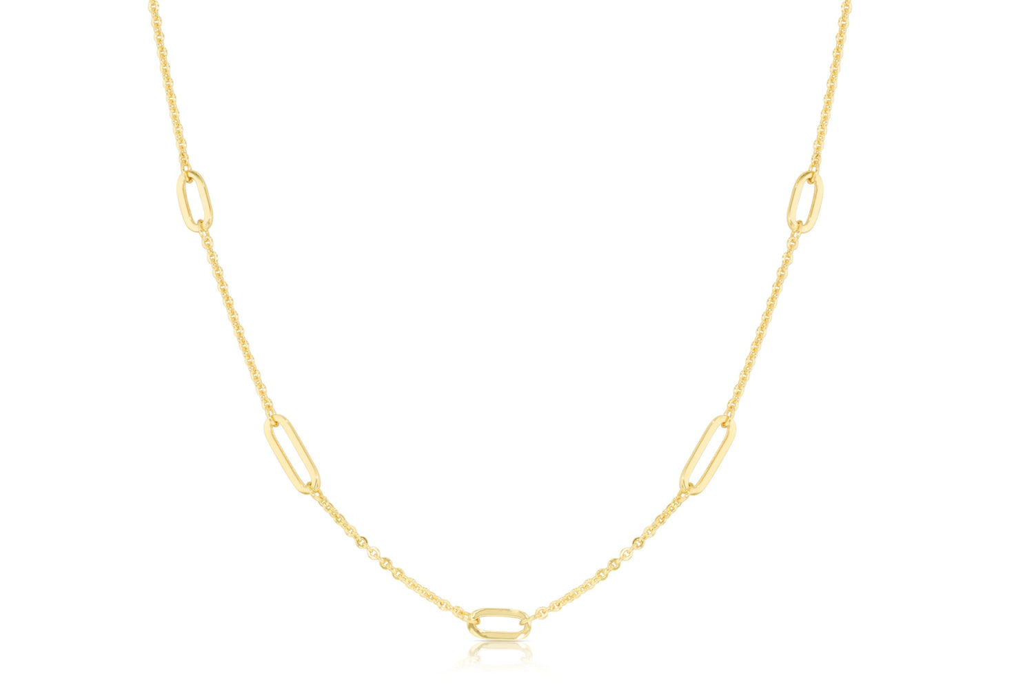 10k Yellow Gold 1.5mm Rolo Paperclip Chain Necklace