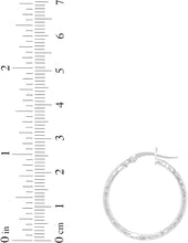 Load image into Gallery viewer, 10k White Gold 2mm Diamond Cut Round Tube Hoop Earrings
