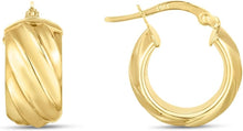 Load image into Gallery viewer, 14k Yellow Gold 17.5mm Wide Ribbed Hoop Earrings
