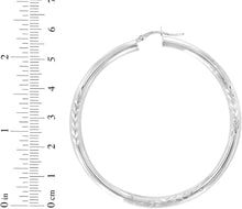 Load image into Gallery viewer, 10k White Gold 4mm High Polish and Satin Finish Round Tube Hoop  Earrings
