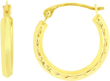 Load image into Gallery viewer, 14k Yellow Gold 15mm Polished Diamond Cut Back to Back Hoop Earrings
