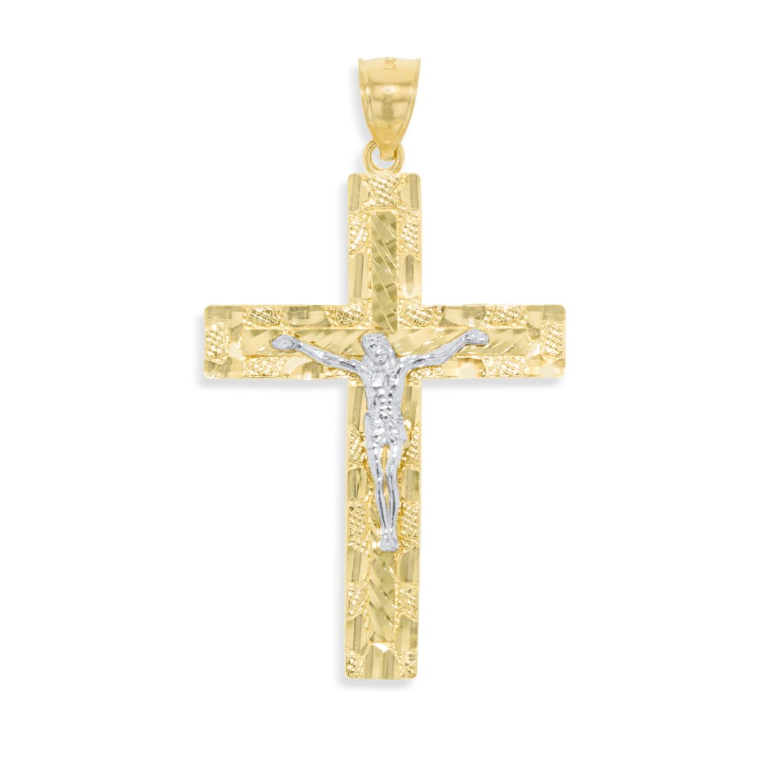 10k Yellow Gold Diamond Cut Classic Crucifix Pendant Small