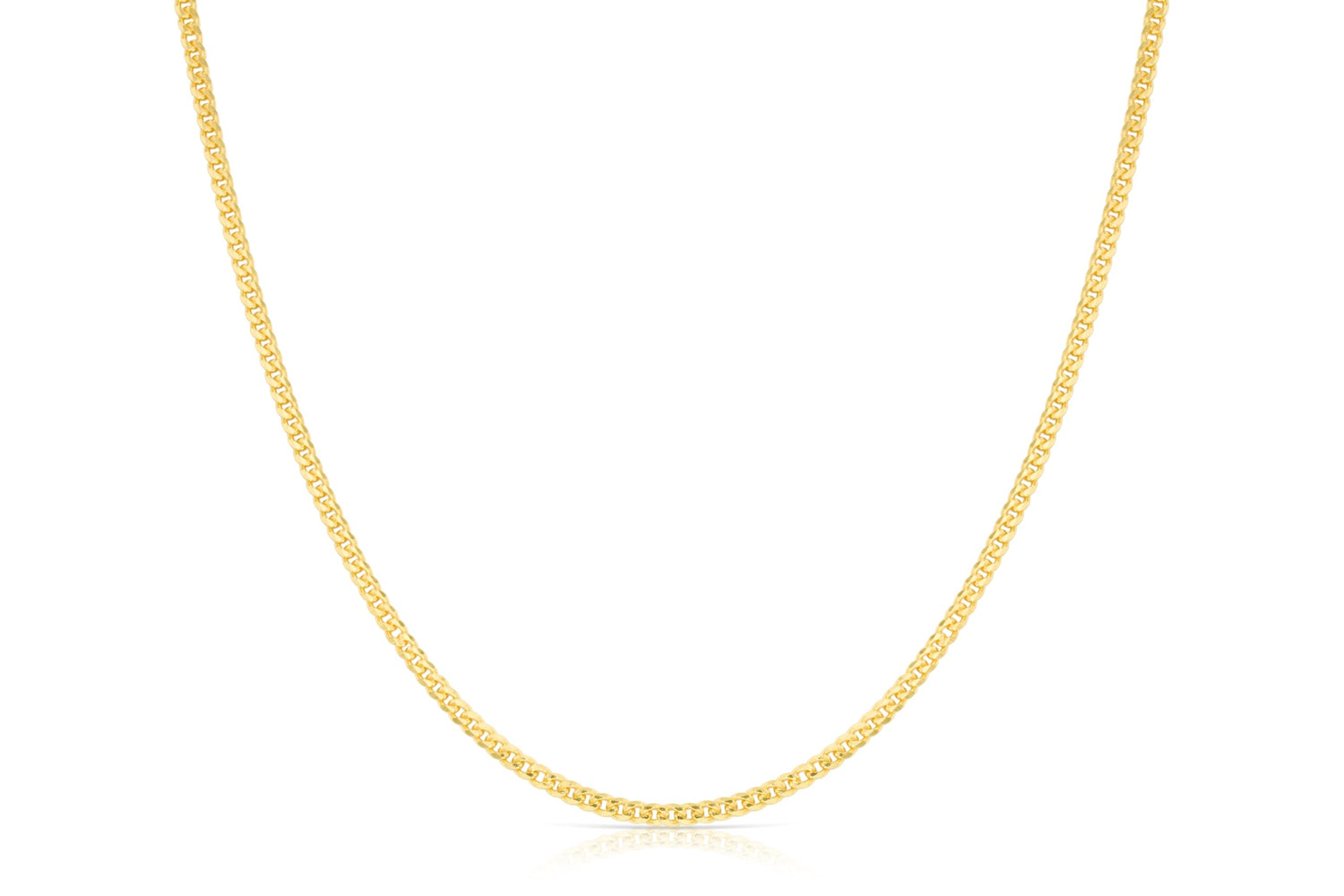 10k Yellow Gold 1.4mm Solid Miami Cuban Gourmette Chain Necklace