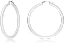 Load image into Gallery viewer, 10k White Gold 25mm x 4mm High Polish Round Tube Hoop Earrings
