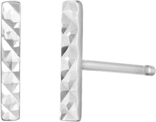 Load image into Gallery viewer, 14k White Gold 13mm Diamond Cut Bar Stud Earrings
