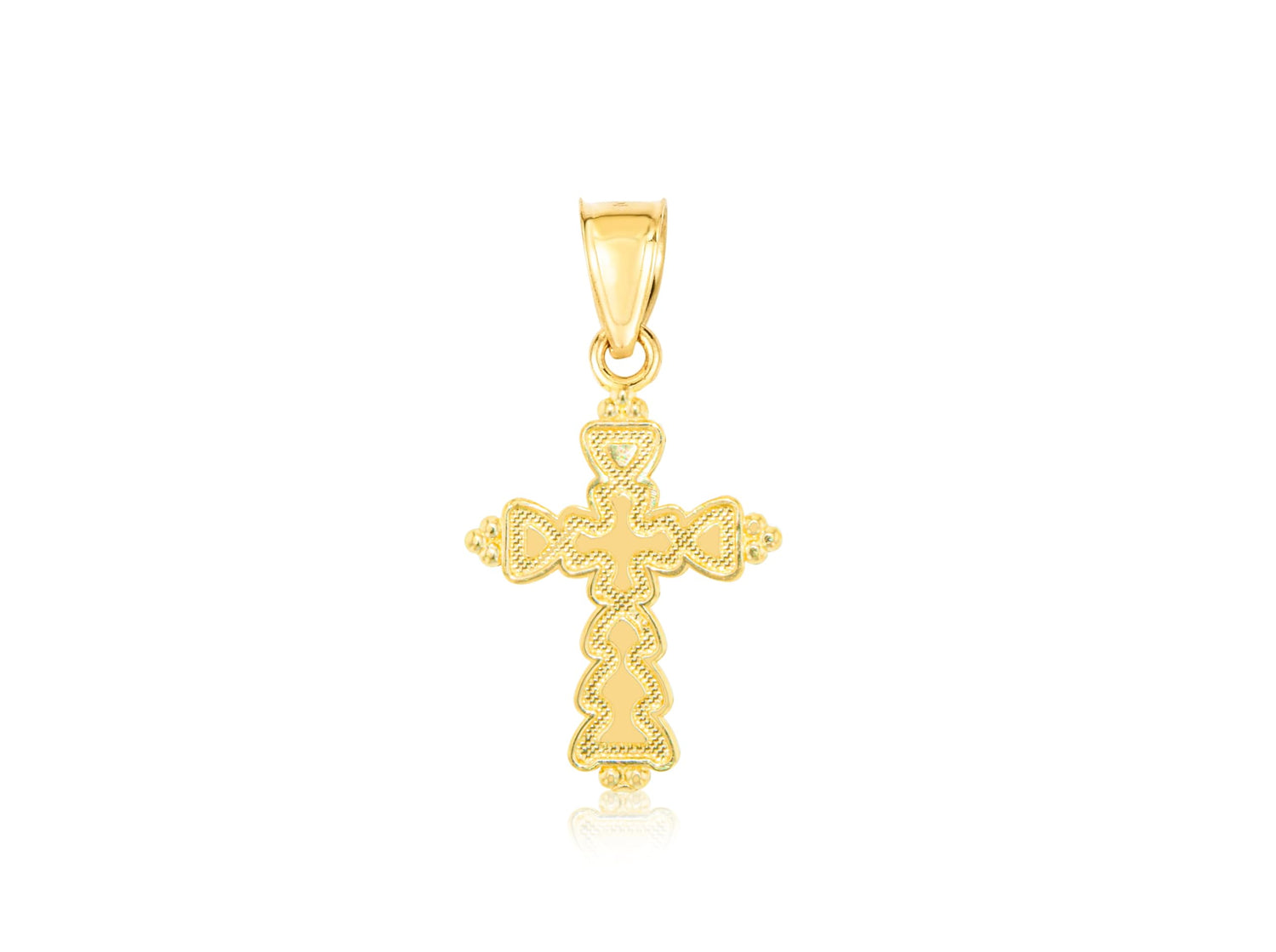 10k Yellow Gold Micro Inset Cross Religious Pendant