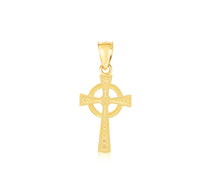 Load image into Gallery viewer, 10k Yellow Gold Celtic Diamond Cut Cross Religious Pendant
