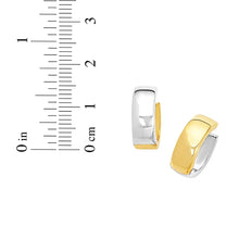 Load image into Gallery viewer, 14k Yellow Gold and White Gold 15mm Reversible Huggie Earrings
