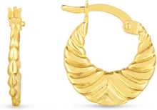 Load image into Gallery viewer, 14k Yellow Gold 16.9mm Polished Graduated Grooved Fancy Hoop Earrings
