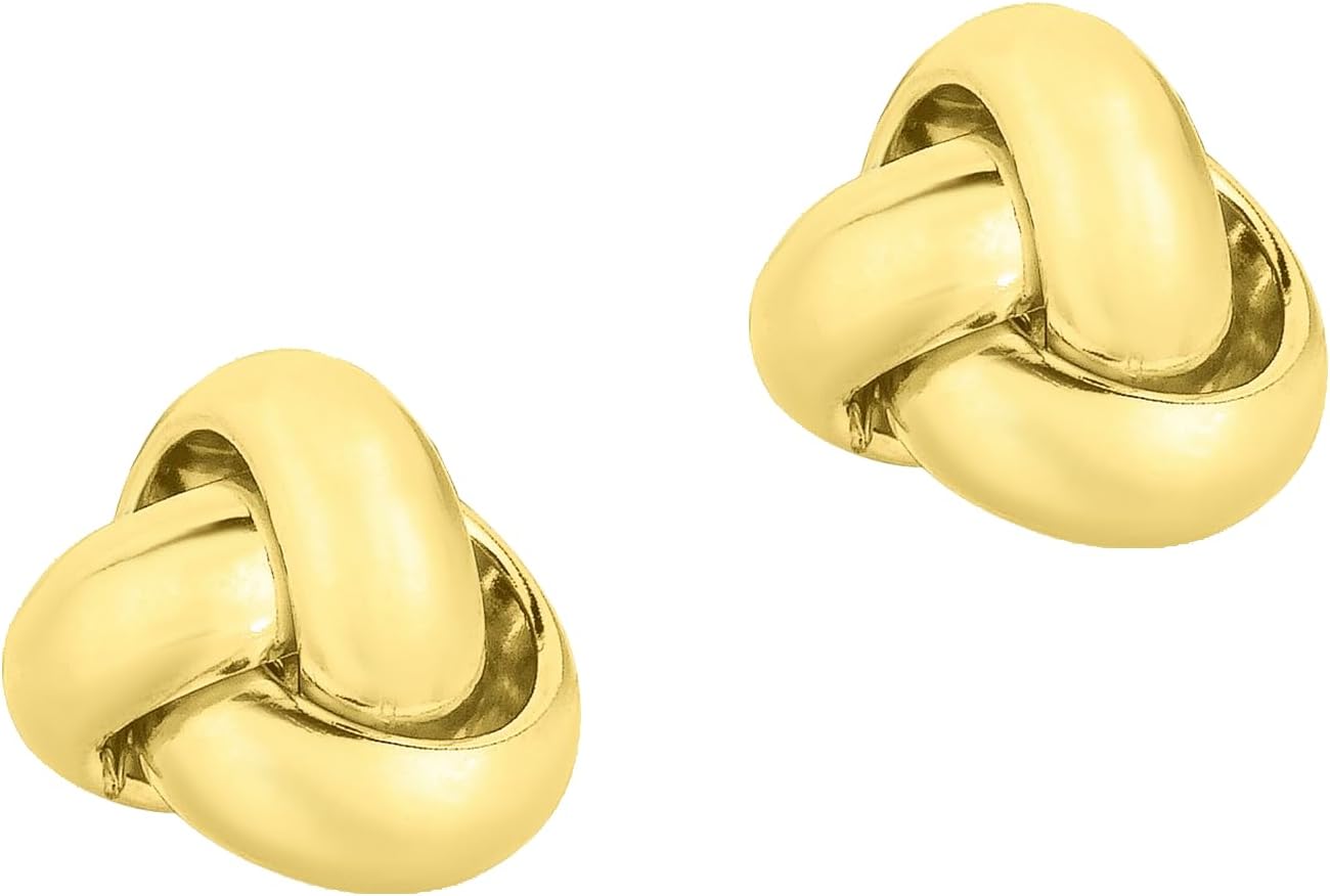 14k Yellow Gold 6.5mm Medium Polished Love Knot Stud Earrings