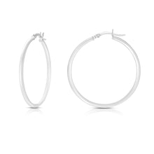 Load image into Gallery viewer, 14k White Gold 1.5mm High Polish Round Tube Hoop Earrings
