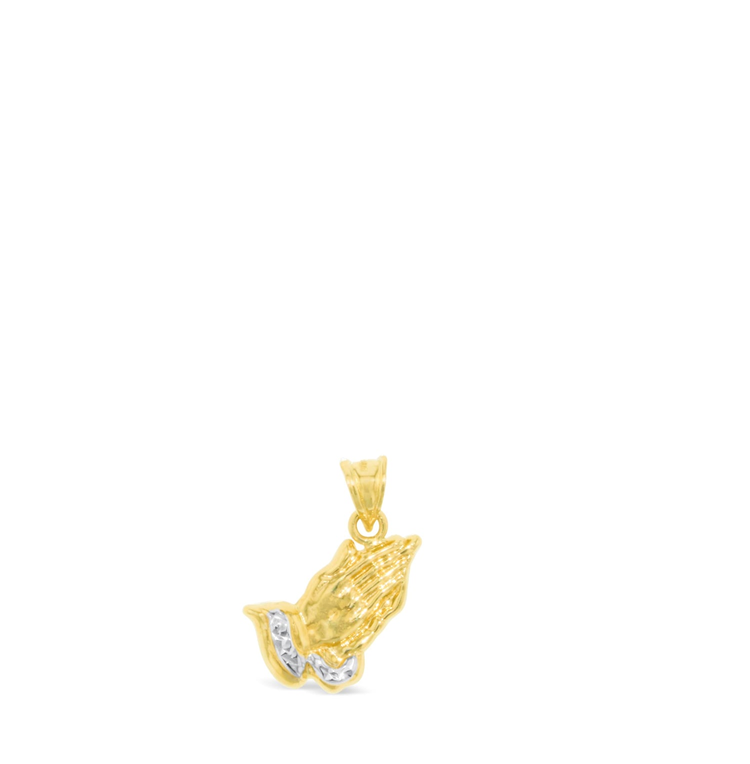 10k Yellow Gold Mini Praying Hands Two-Tone Religious Pendant