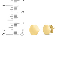 Load image into Gallery viewer, 14k Yellow Gold 8.8mm Polished Hexagon Stud Earrings
