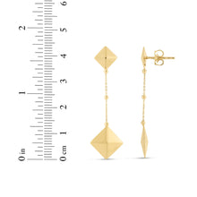 Load image into Gallery viewer, 14k Yellow Gold 44mm Pyramid Drop Earrings
