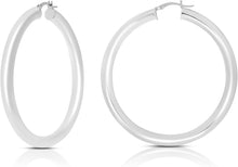 Load image into Gallery viewer, 10k White Gold 5mm High Polish Round Tube Hoop Earrings
