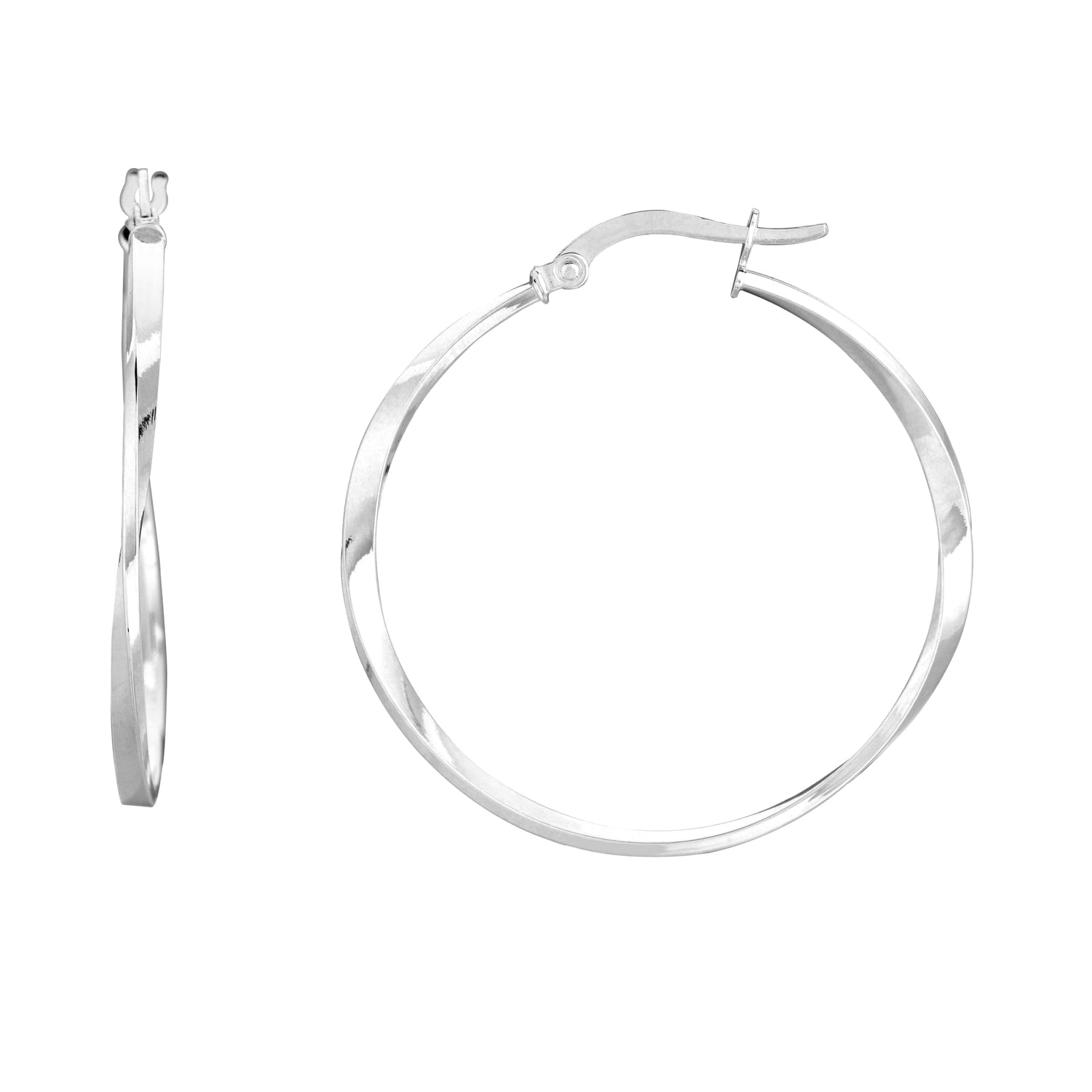 14k White Gold 30mm Twisted Hoop Earrings