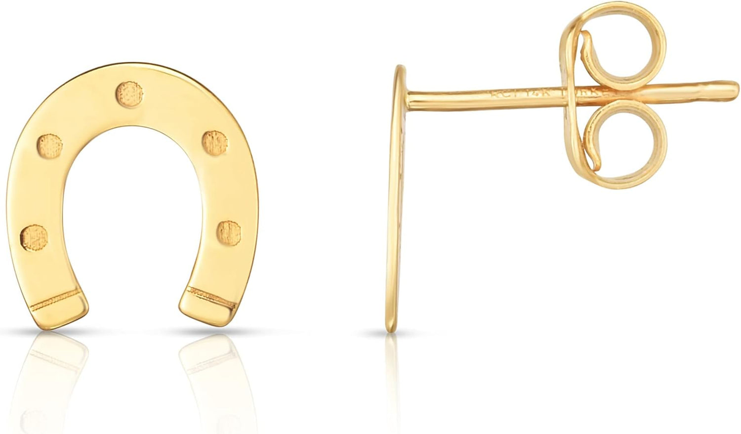 14k Yellow Gold 8.5mm Horseshoe Stud Earrings