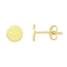 Load image into Gallery viewer, 14k Yellow Gold 7mm High Polished Yellow Smiley Face Stud Earrings
