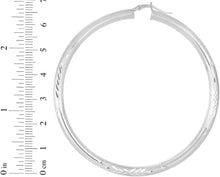 Load image into Gallery viewer, 10k White Gold 4mm High Polish and Satin Finish Round Tube Hoop  Earrings
