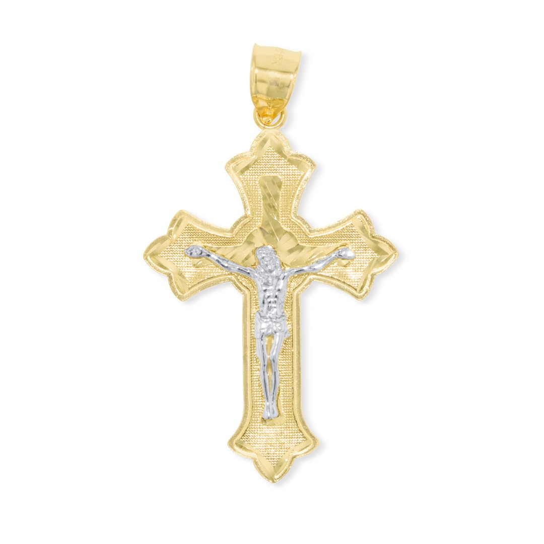 10k Yellow Gold Diamond Cut Classic Greek Crucifix Pendant Small