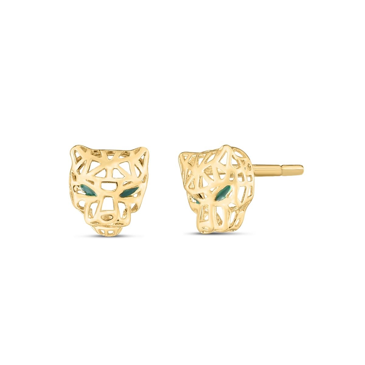 14k Yellow Gold 9mm Panther Earrings