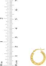 Load image into Gallery viewer, 10k Yellow Gold 3mm Diamond Cut Round Tube Hoop Earrings
