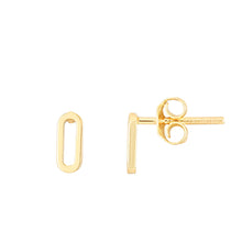 Load image into Gallery viewer, 14k Yellow Gold 7mm Mini Paperclip Stud Earrings
