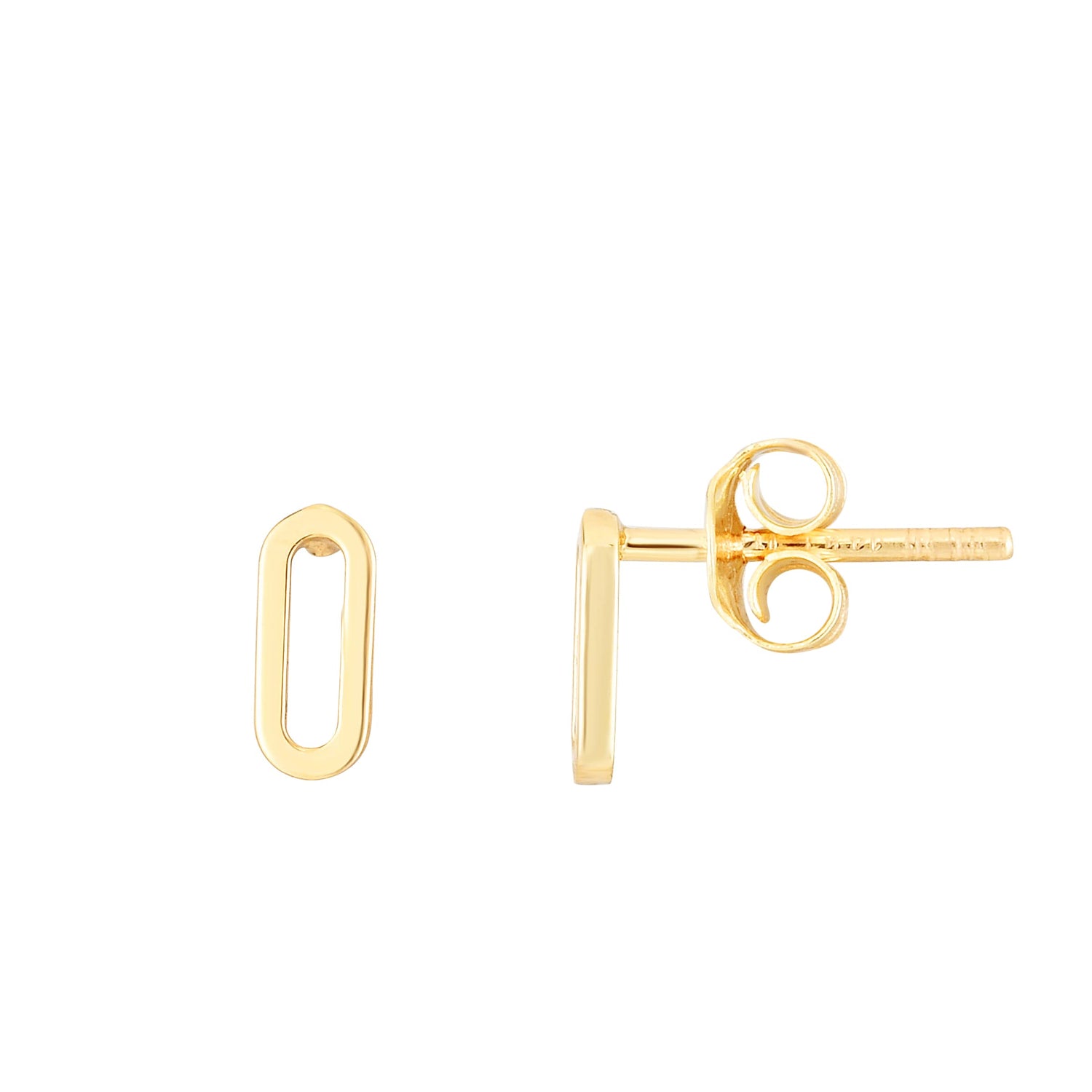 14k Yellow Gold 7mm Mini Paperclip Stud Earrings