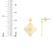 Load image into Gallery viewer, 14k Yellow Gold 17.4mm Polished Flower Stencil Cutout Drop Earrings
