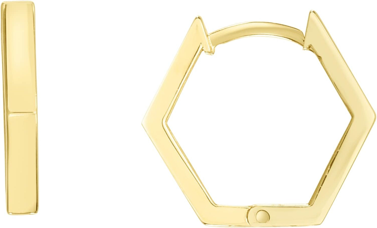 14k Yellow Gold 12.7mm Hexagon Huggie Earrings