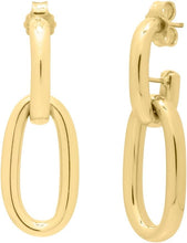 Load image into Gallery viewer, 14k Yellow Gold 29mm High Polish Oval Link Drop Earrings
